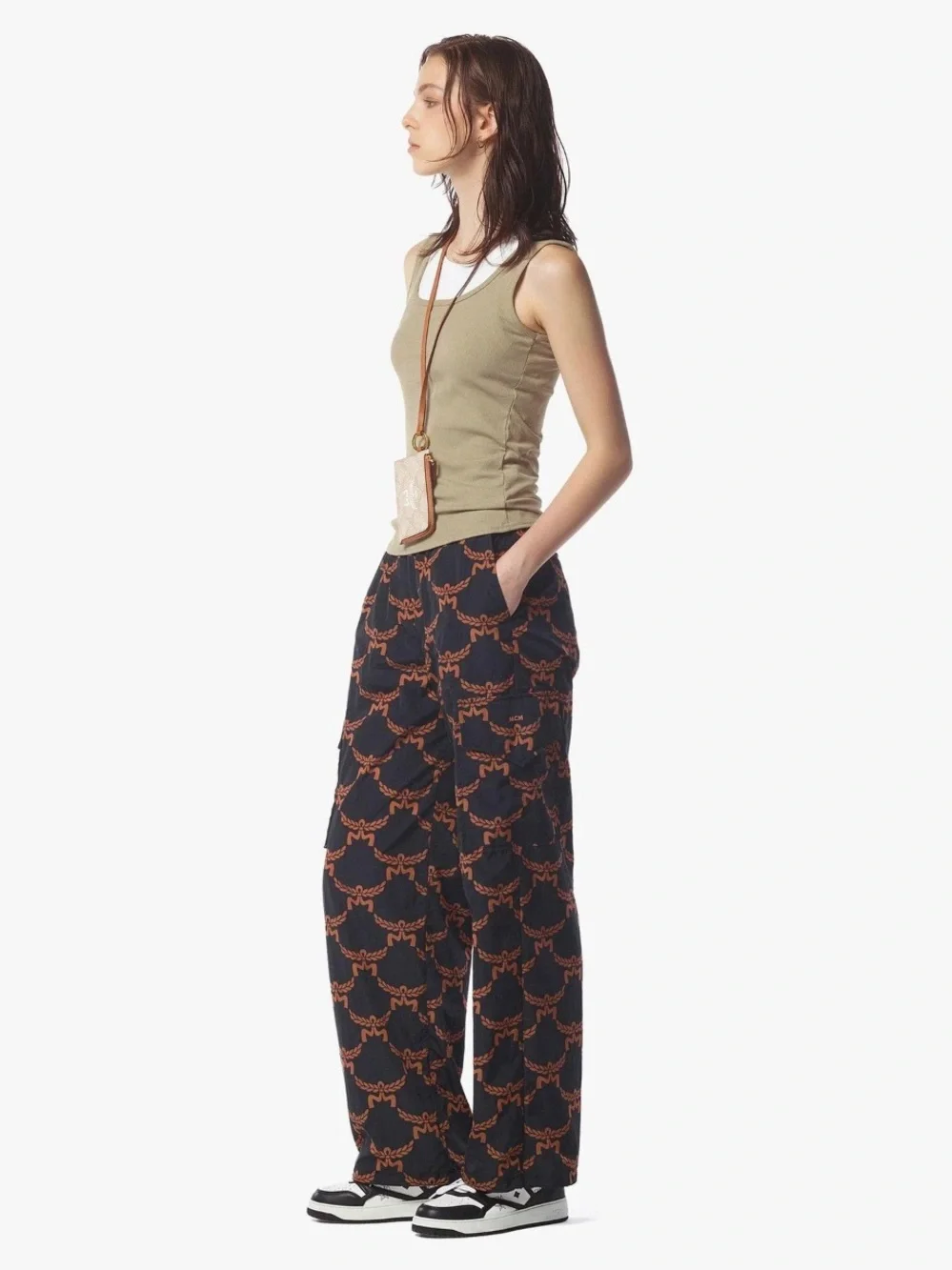 MCM Lauretos Monogram Pants in Black Gold ECONYLON NWT Small S 4 6 27X32